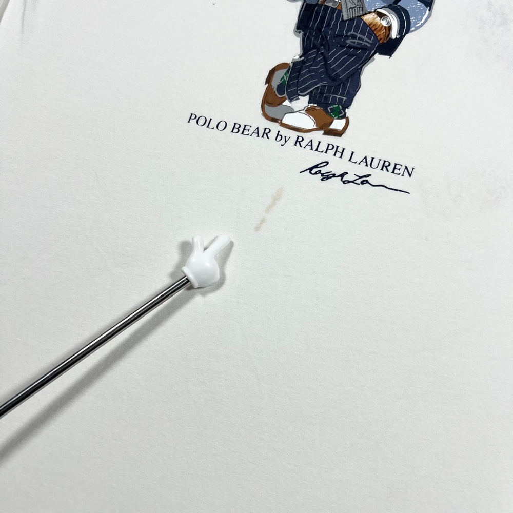Polo Ralph Lauren Football Bear Long Sleeve White T-Shirt Mens Size XXL - Picture 3 of 10